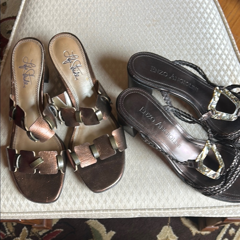 Enzo Angiolini Brown and Black Strappy Sandals